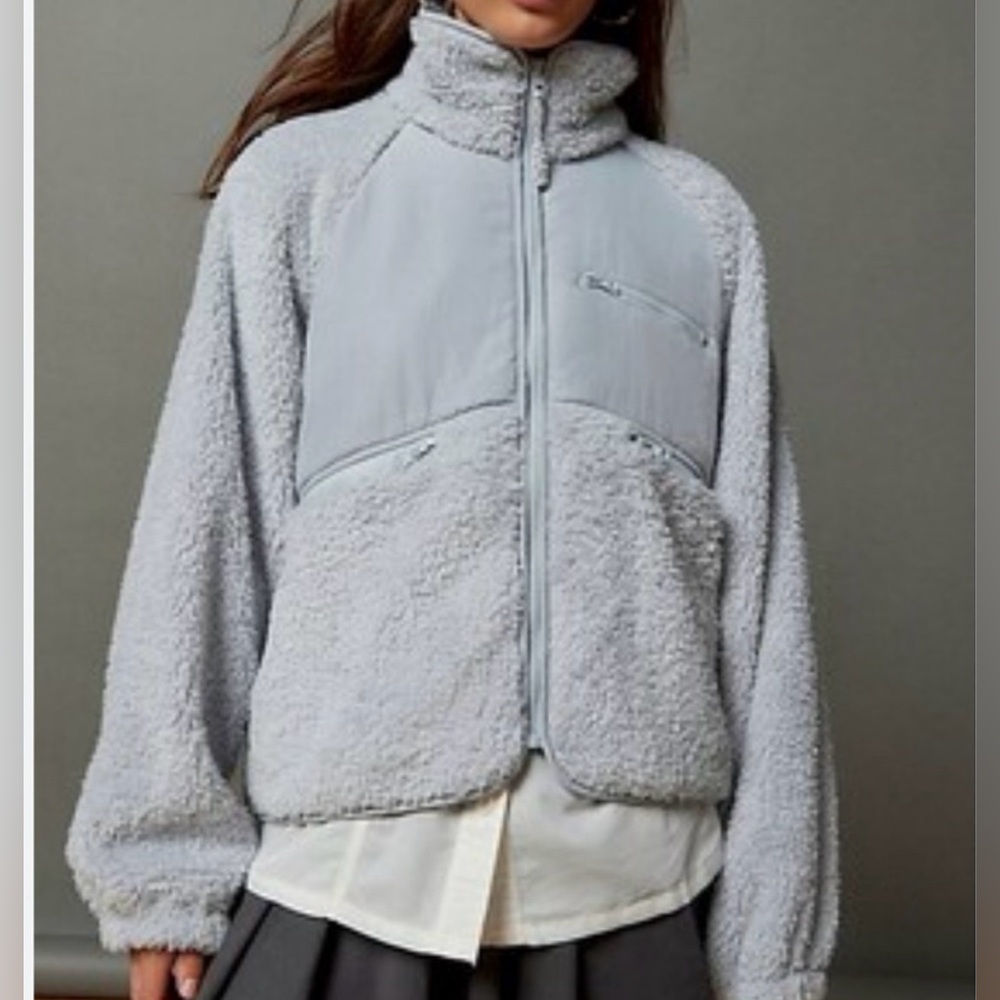 Light Blue Fleece Zip-Up Jacket